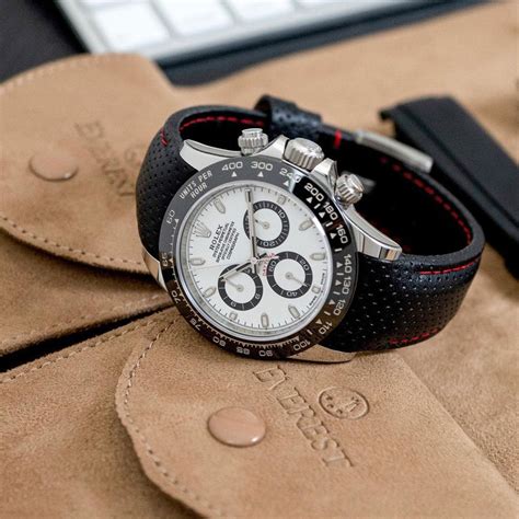 rolex daytona black leather strap men& 39|rolex daytona rubber strap replacement.